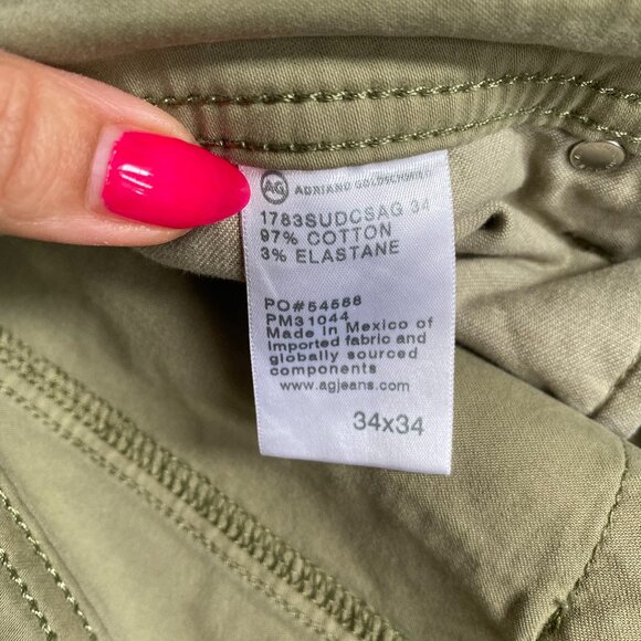 AG jeans mens olive green "telis" modern slim fitted sz 34 - Picture 6 of 6